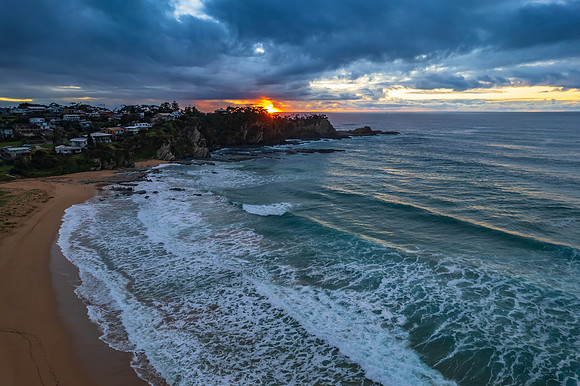 South Coast Sunrise Seascape and light high cloud