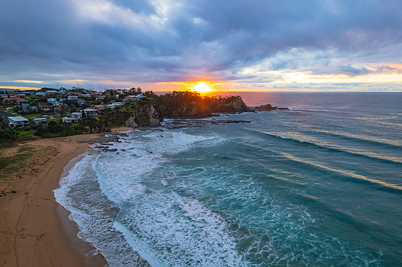 South Coast Sunrise Seascape and light high cloud