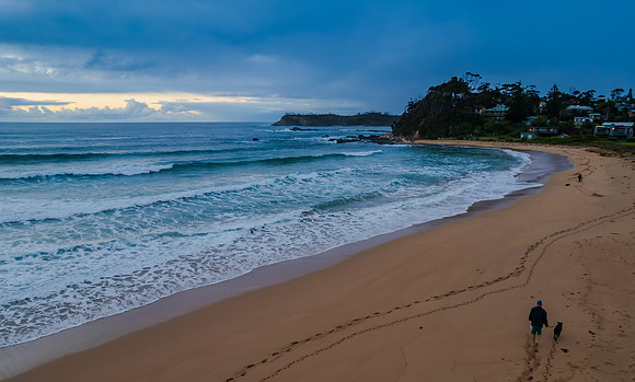 South Coast Sunrise Seascape and light high cloud