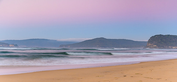 Hazy Pink Sunrise Seascape