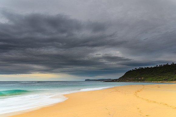 Winter Beach Scene with Headland
