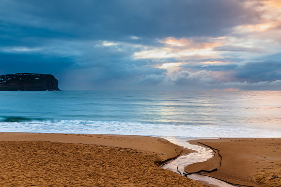 Wet weather sunrise seascape