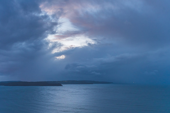 Misty Central Coast Seascape with and Rain
