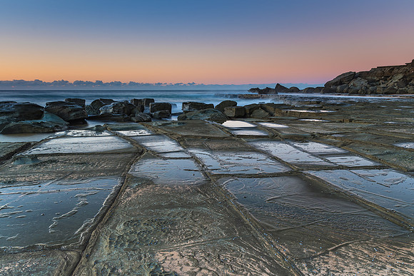 Sunrise and Tessellated Rock Platform by the Sea