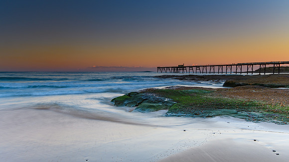 Sunset Seascape and Rock Ledge