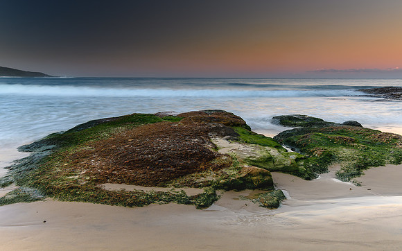 Sunset Seascape and Rock Ledge
