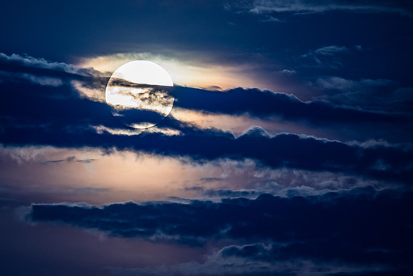 Partial Lunar Eclipse - Blood Moon, Full Moon and clouds
