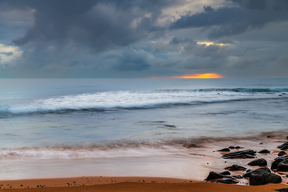 Wet weather sunrise seascape
