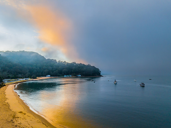 One foggy morning over the bay