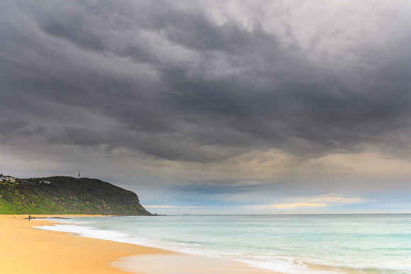 Early morning seascape with heavy clouds