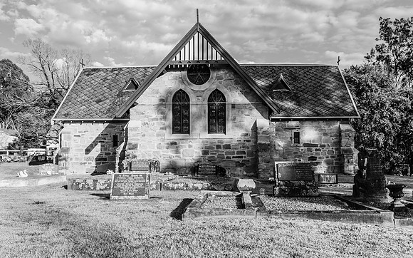 19th Century Sandstone Church in Black and White
