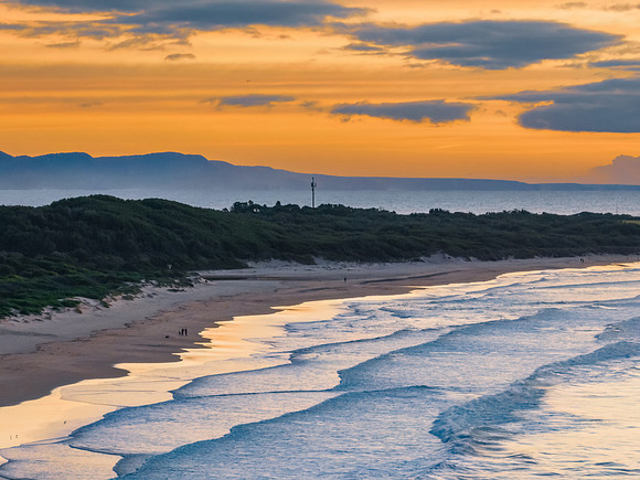 Sunrise seascape with waves