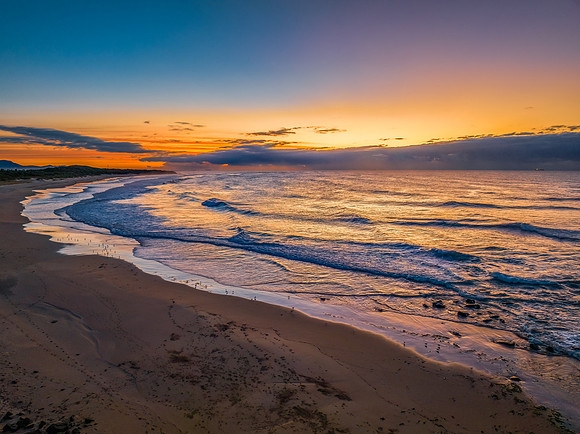 Sunrise seascape with waves