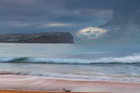 Wet weather sunrise seascape