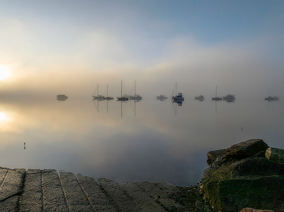 Boats in the fog