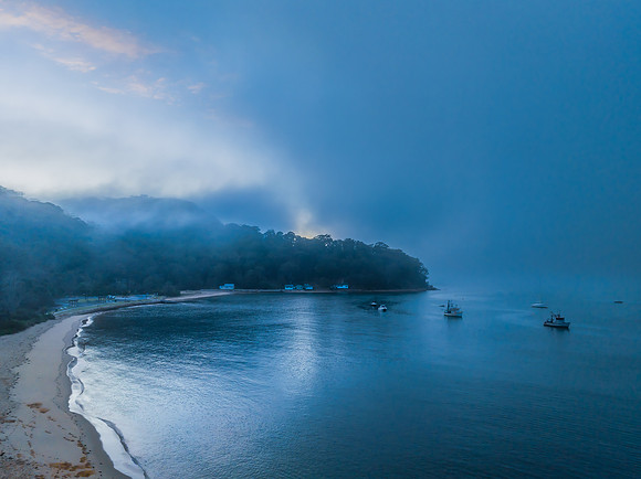 One foggy morning over the bay