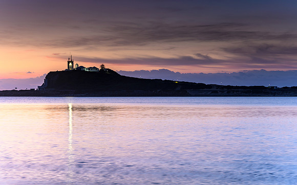Purple Shades - Dawn Seascape and Lighthouse