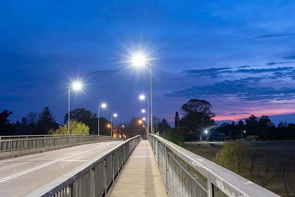 Sunbursts and Dawn over the Bridge