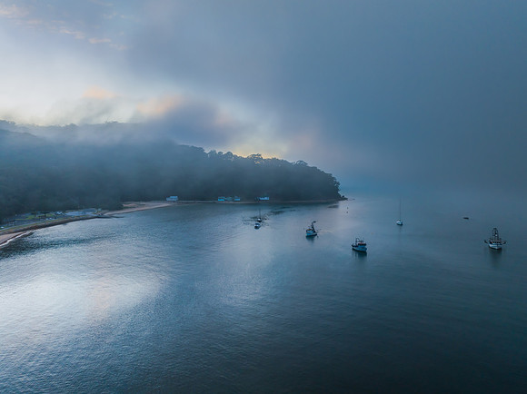 One foggy morning over the bay