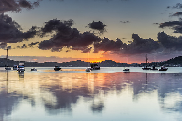 Overcast Morning on the Bay with Boats