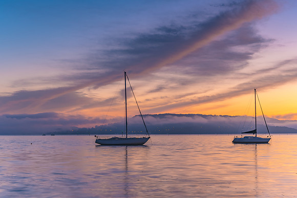 Sunrise and Low Clouds on the Bay