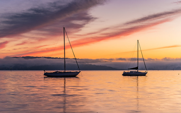 Sunrise and Low Clouds on the Bay