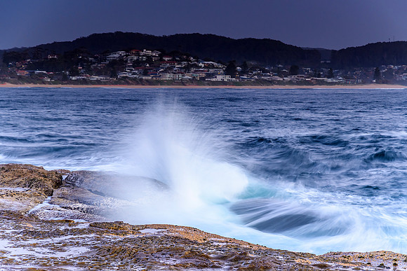 Splashy Reverse Sunrise Seascape
