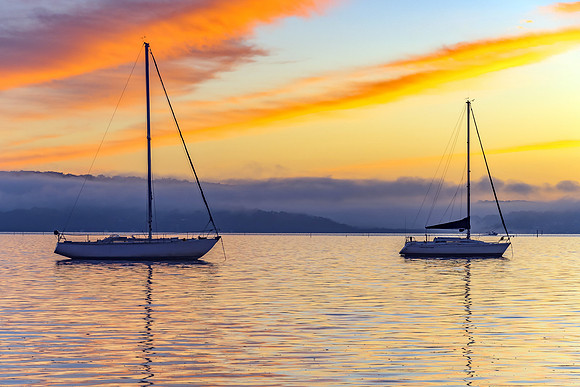 Sunrise and Low Clouds on the Bay