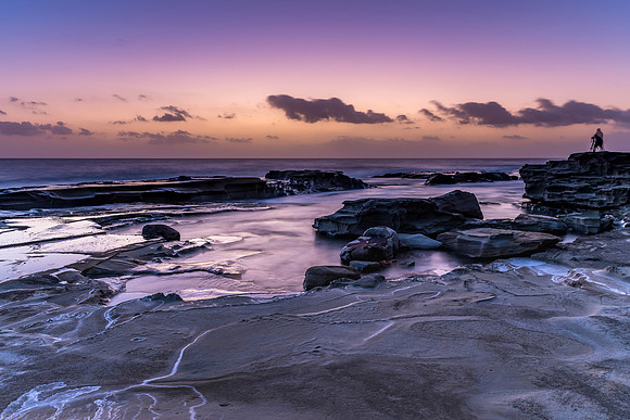 Hazy Sunrise Seascape from Rock Platform