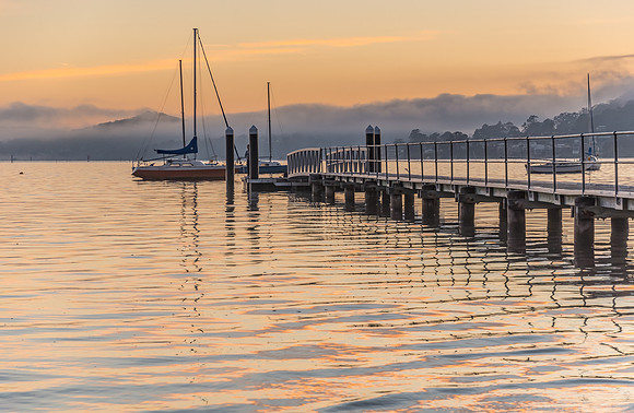 Sunrise and Low Clouds on the Bay