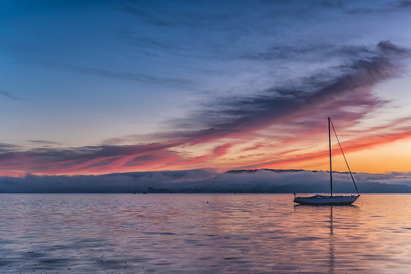 Sunrise and Low Pink Clouds on the Bay