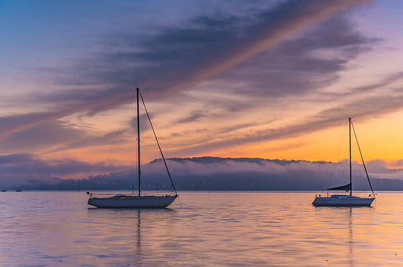 Sunrise and Low Clouds on the Bay