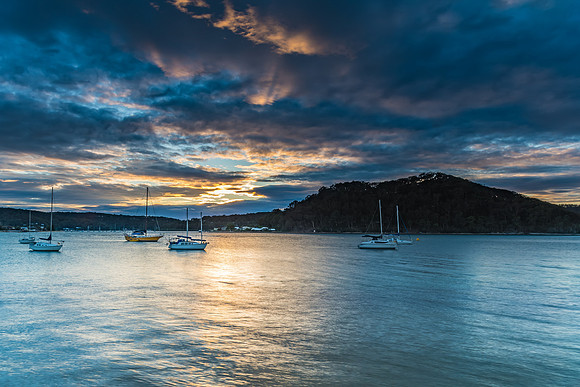 Cloudy Morning on the Bay with Boats