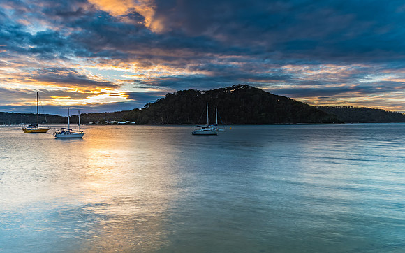 Cloudy Morning on the Bay with Boats