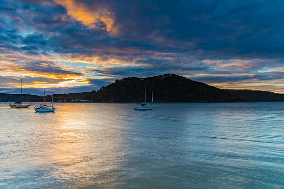 Cloudy Morning on the Bay with Boats