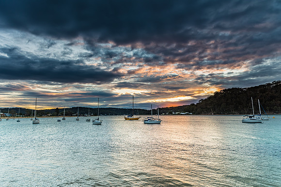 Cloudy Morning on the Bay with Boats