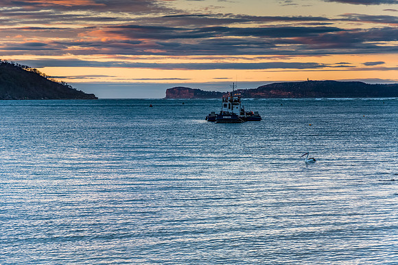Cloudy Morning on the Bay with Boats