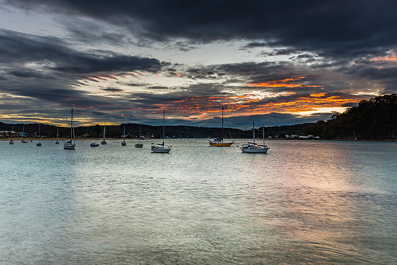 Cloudy Morning on the Bay with Boats