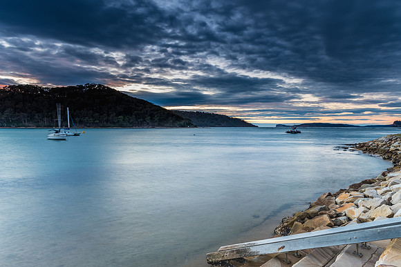 Cloudy Morning on the Bay with Boats