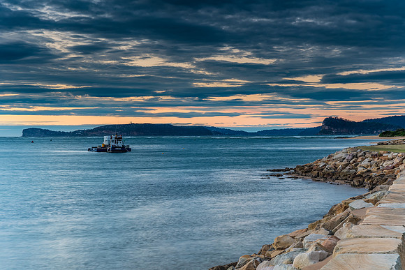Cloudy Morning on the Bay with Boats