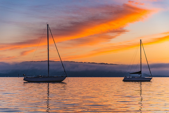 Sunrise and Low Clouds on the Bay