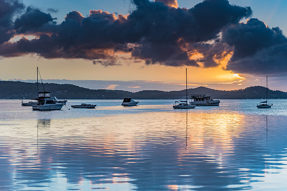 Overcast Morning on the Bay with Boats