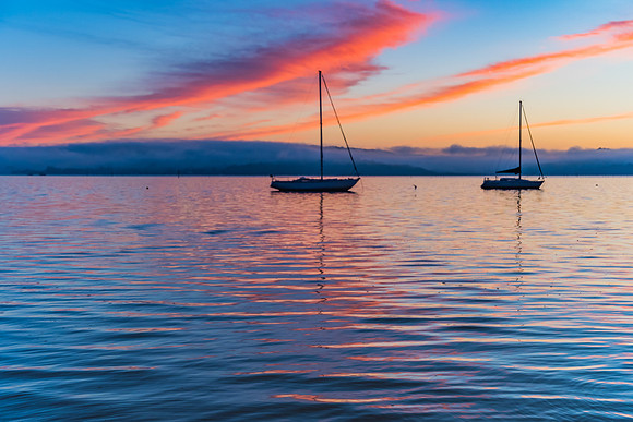 Sunrise and Low Clouds on the Bay