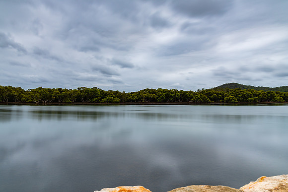 Early Morning Overcast Bay Waterscape
