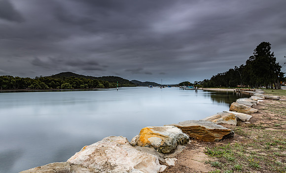 Early Morning Overcast Bay Waterscape