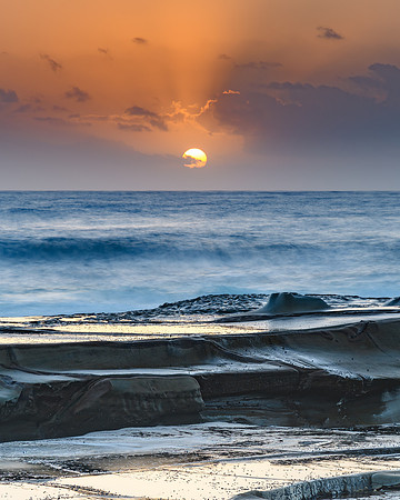 Hazy Sunrise Seascape from Rock Platform