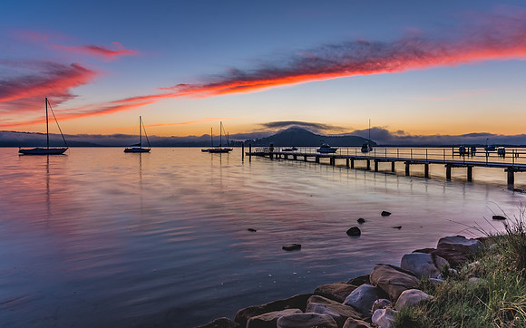 Sunrise and Pink Clouds on the Bay