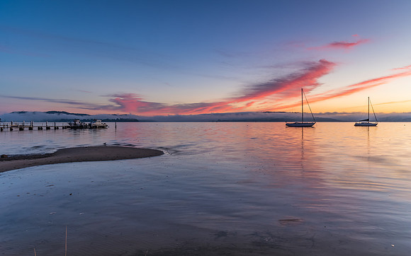 Sunrise and Pink Clouds on the Bay