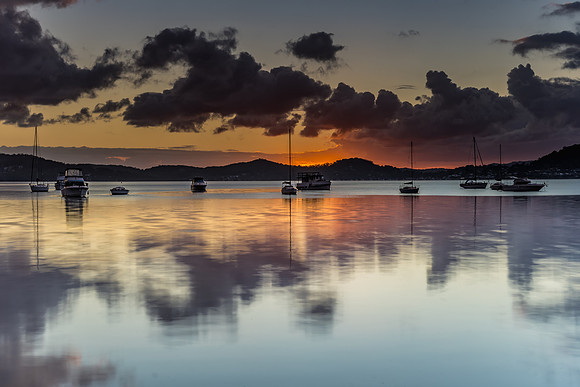Overcast Morning on the Bay with Boats