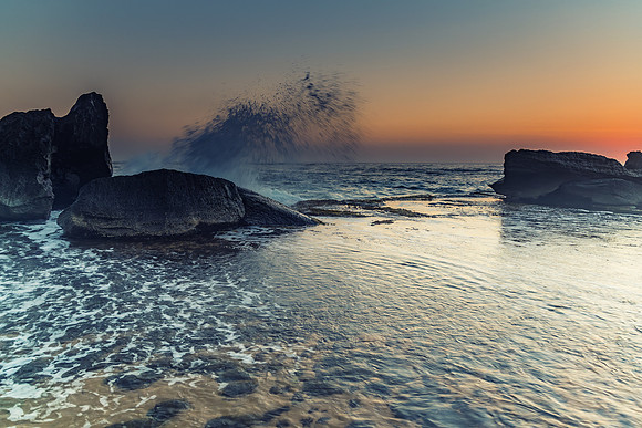 Sunrise Seascape and Rock Ledge